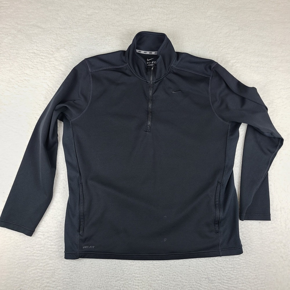 Nike Sweater Mens 2XL XXL‎ Black Dri Fit Performance Tech Golf *